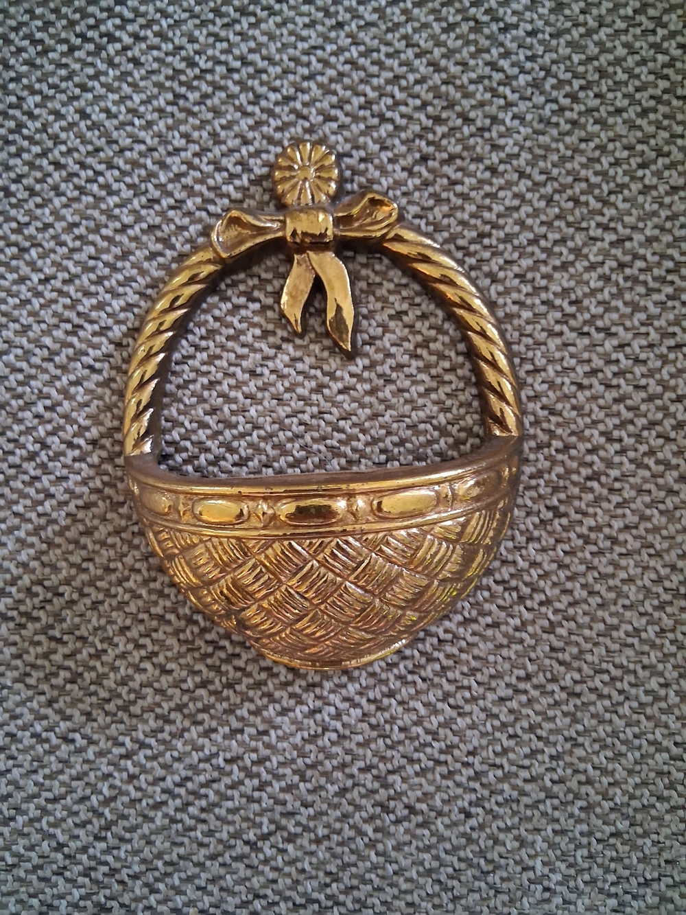 Vintage Burwood Products Gold Basket Wall Pocket